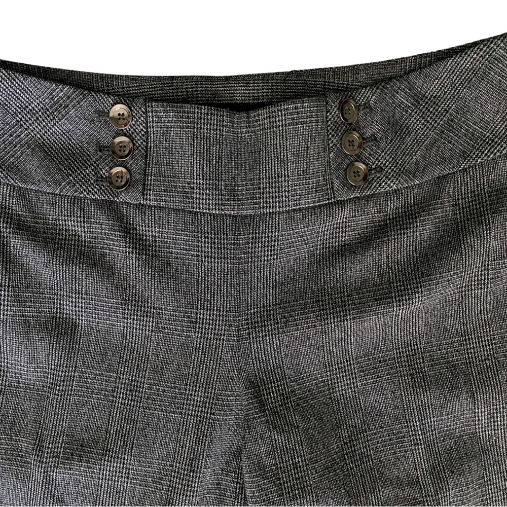WHBM Gray/Black Plaid Wide Leg Trouser Pants- Front Sailor Buttons (size 0) - Picture 5 of 16